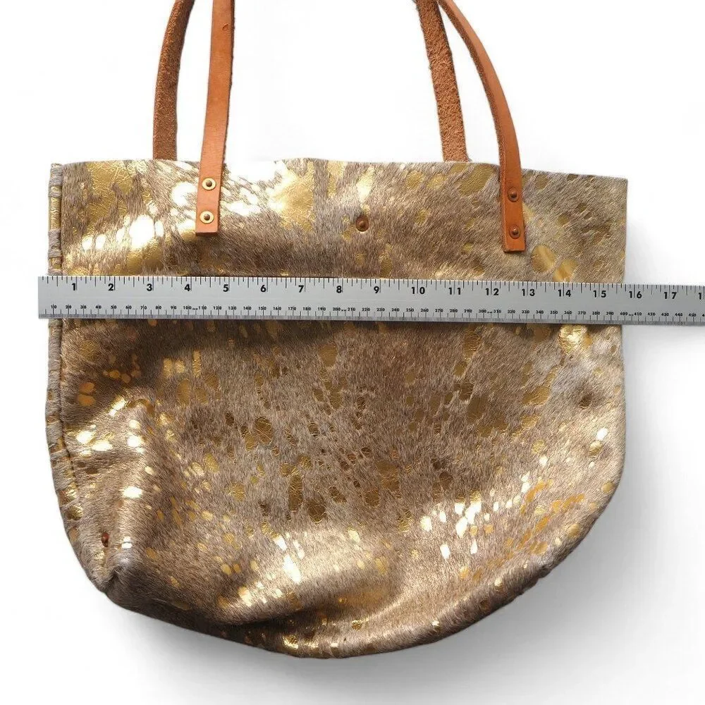 Remnant The‎ Rambler Leather Cream/ Brown / Gold Hide Bag Purse 15